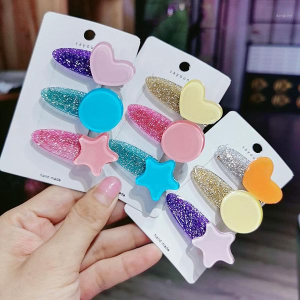 

3pcs acrylic heart hairpins women girls hair accessories barrette clips for kids children hairgrip headdress ornaments1