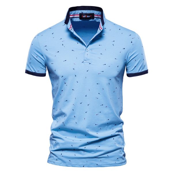 

elegant smaller pattern casual business men's polo shirt comfortable and breathable daily travel work social, White;black