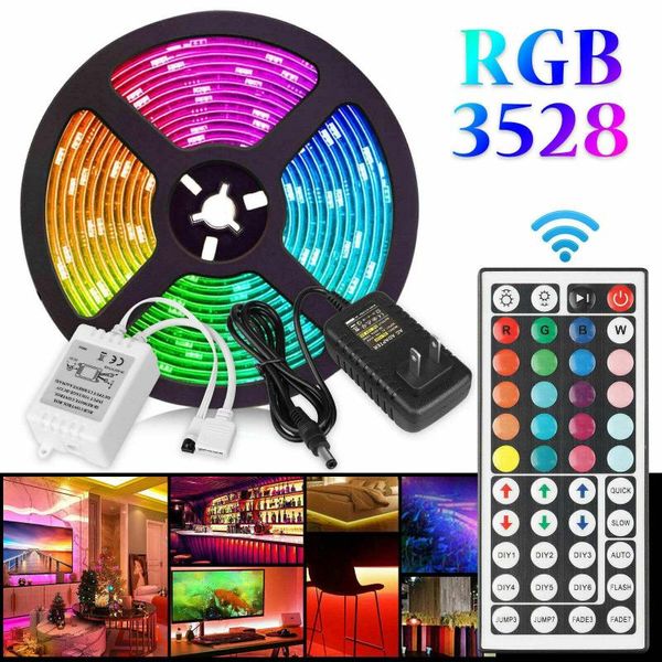 

strips dc12v led light strip 5m remote control lighting for home decoration au/us/eu plug power adapter christmas tree