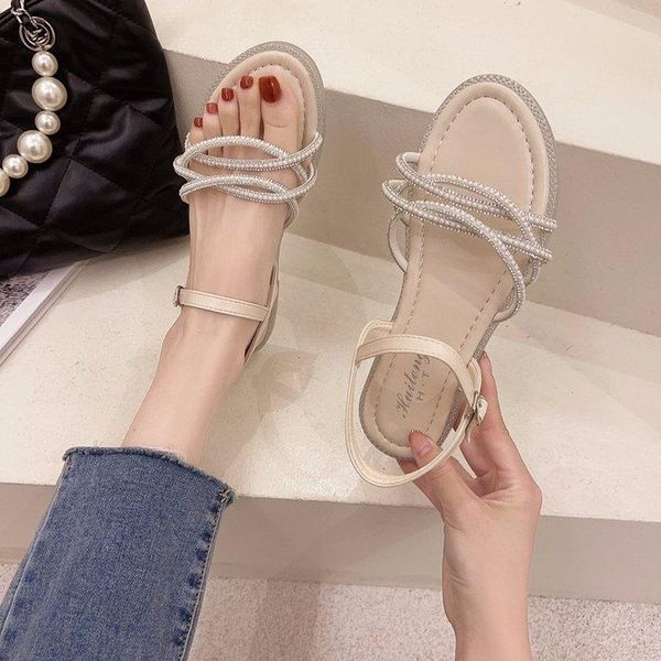 

sandals ladies 2021 style summer sandals, leather flat women slippers casual beach shoes, Black