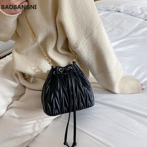 

shoulder bags pleated women's crossbody bag designer luxury female tassel bucket handbag messenger chain tote