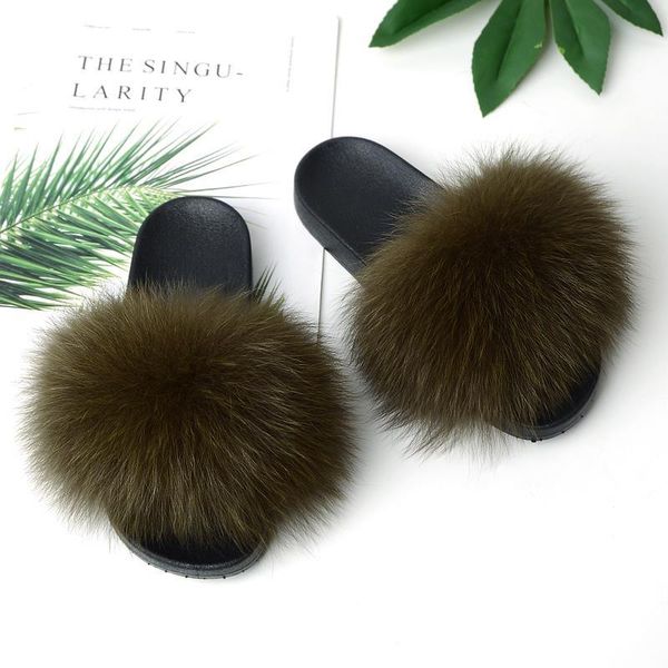 

brand fur slippers women furry slippers real fur slides brand fur slippers, Black