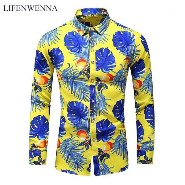 

autumn men's shirt fashion flower printing long sleeve shirts men casual business office floral male -7xl, White;black