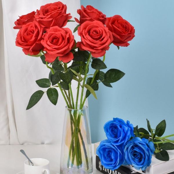 

bundle 50cm silk rose bouquet home decoration accessories wedding party scrapbook fake plants diy artificial roses flowers decorative & wrea