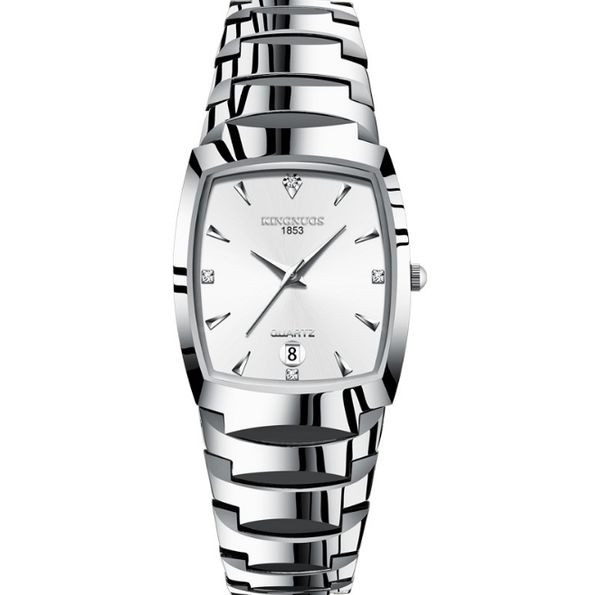 Kingnuos amantes casais relógios de quartzo inteligente diamante 40mm dial masculino 25mm diâmetro relógio feminino calendário aço tungstênio relógios de pulso