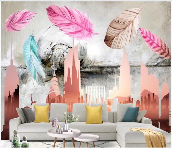 Foto personalizzata Wallpapers 3D murales carta da parati moda moderna moda uccello piuma soggiorno sfondo wall murale decorazione pittura