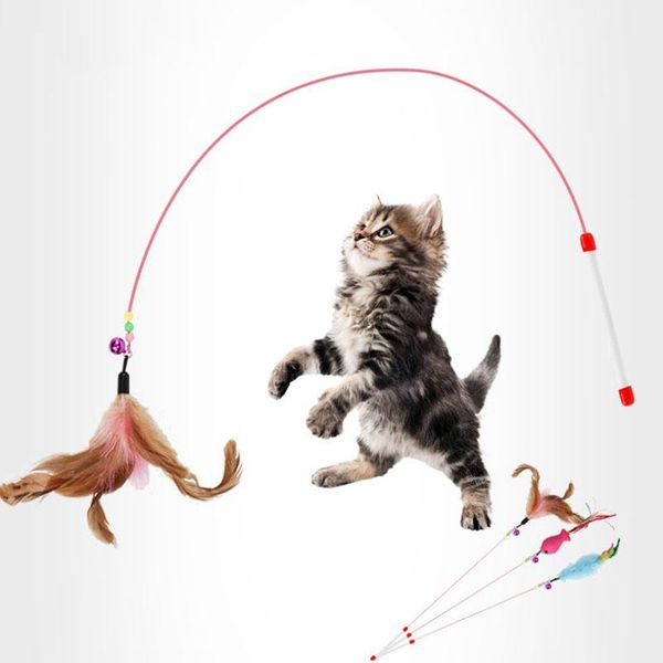 

cat toys accessory plastic kitten interactive stick funny fishing rod game wand feather toy pet supplies