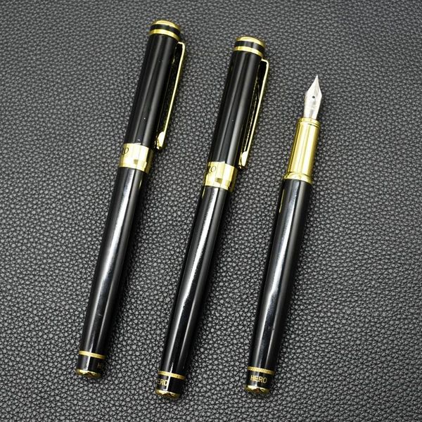 

18pcs hero 1078 brilliant black business ink pen 0.5mm iridium nib high-end gift fountain school supplies pens
