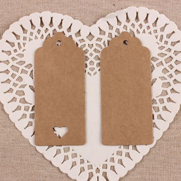 

gift wrap 100pcs/pack multi purpose wedding party note wrapping supplies 9*4cm kraft paper hollow love labels price hang tag