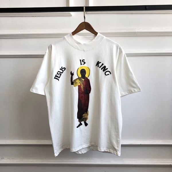 

2021ss jesus is king printed .a listening party t-shirt women men loose fit short sleeve 100% cotton t shirts tees, White;black
