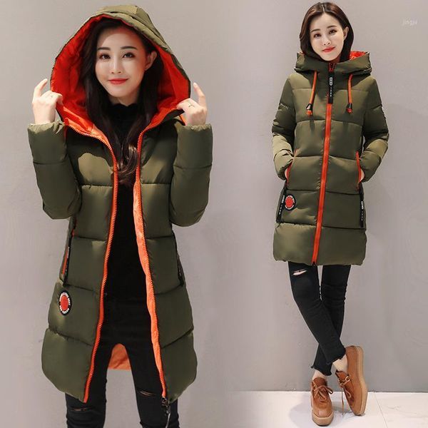 

women's down & parkas 2021 winter cotton jacket women thick warm hooded student coat plus size fashion female long cotton-padded 3xl, Black
