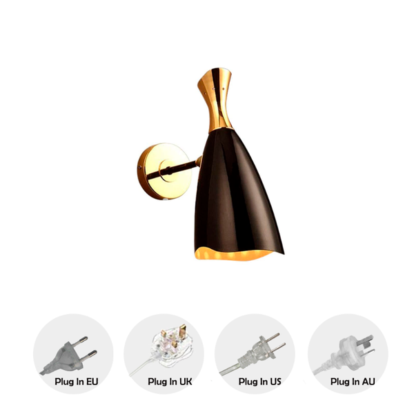

wall lamp plug-in single cone sconce mid century adjustable black light bulb not included