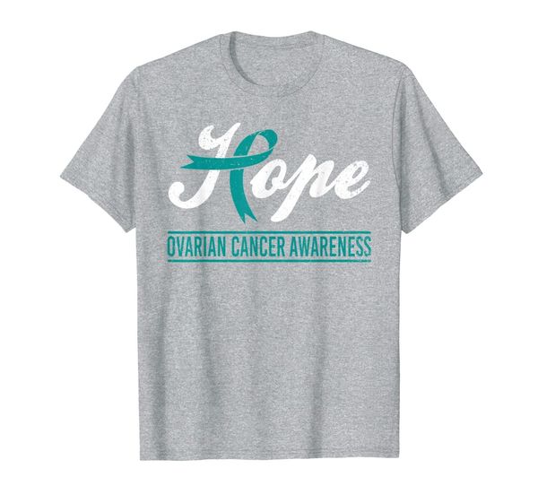 

hope support ovarian cancer awareness month ribbon t-shirt, White;black