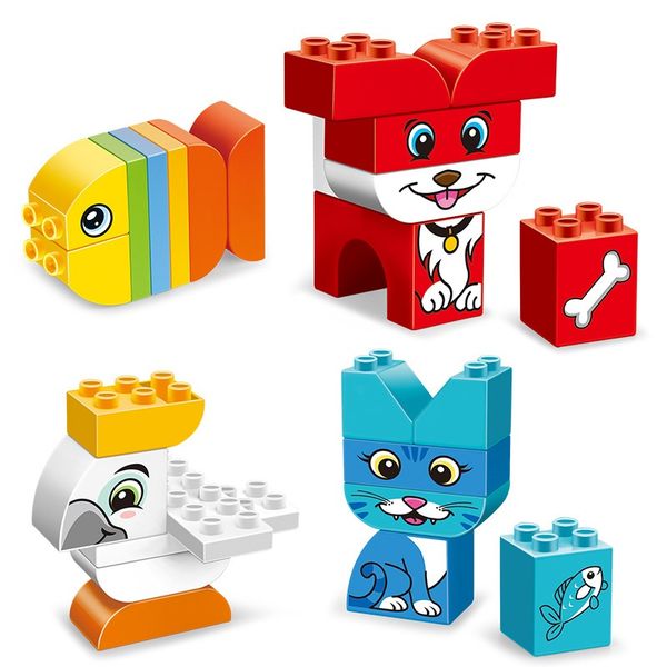 

Building Blocks My First Animal Block DIY Accessory Large Particles Big Size Brick Fishes Dogs Cats Bird Figures Bricks Baby Toy