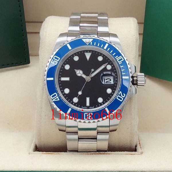 

2021 mens watch blue ceramic bezel sapphire glass stainless steel glide lock men watches male wristwatches, Slivery;brown