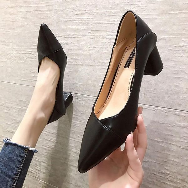 

dress shoes 2021 summer party women feet leather pu brand designer luxury fee fine thin heels pointed toe high, Black