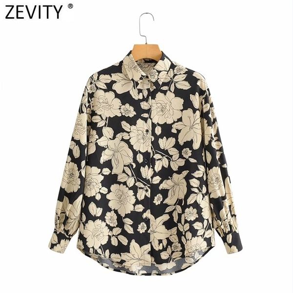 

women fashion floral print casual blouse office ladies long sleeve retro business shirt chic chemise ls7478 210416, White;black