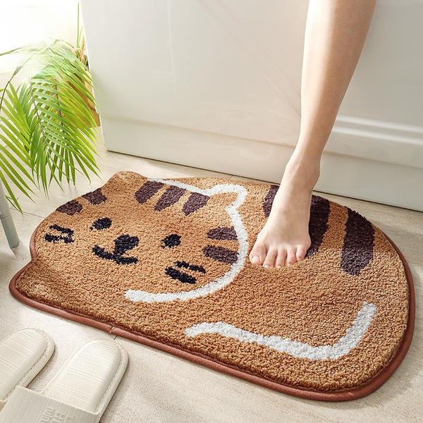 

cat home bathroom floor mat bedroom rug absorbent non-slip bath mats