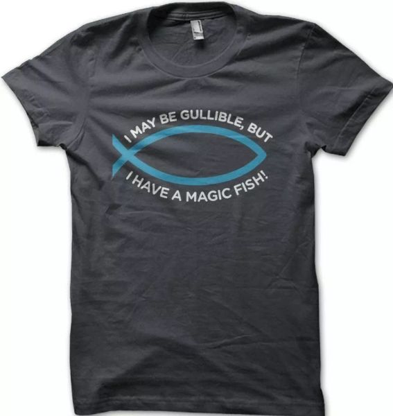 

MAGIC FISH I am gullible funny printed t-shirt 9145, White;black