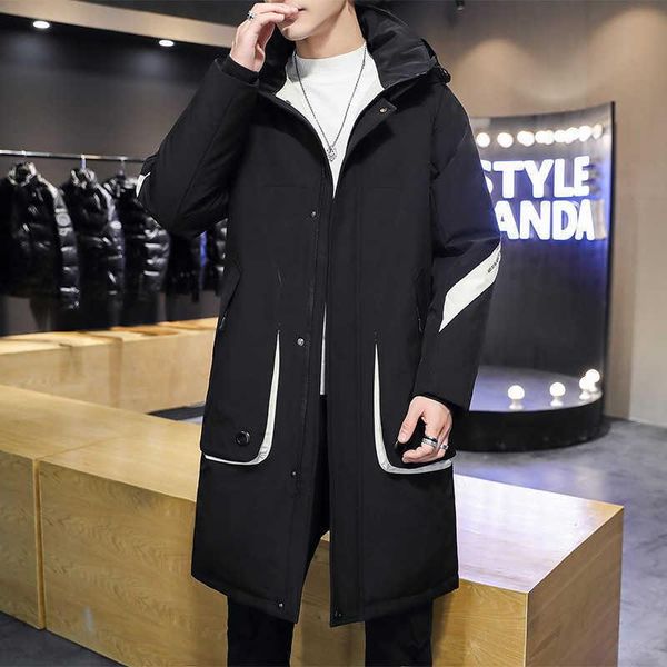 

men's down & parkas 2022 winter men's medium and long thickened warm down et fashion youth leisure hooded et, Black