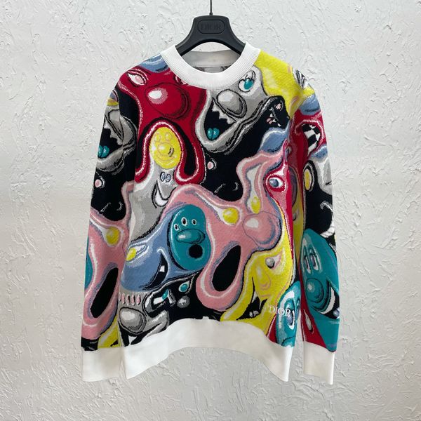 

falection mens 21ss cd kenny scharf cartoon oversized knitwear sweater, Black