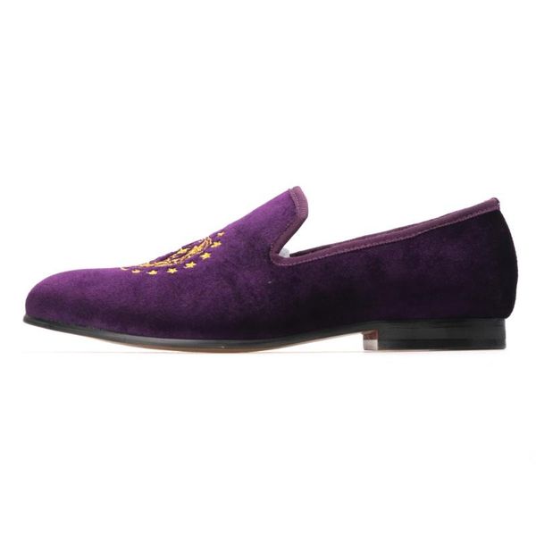 

dress shoes deep purple imported velvet exquisite embroidery fashion party banquet men, Black