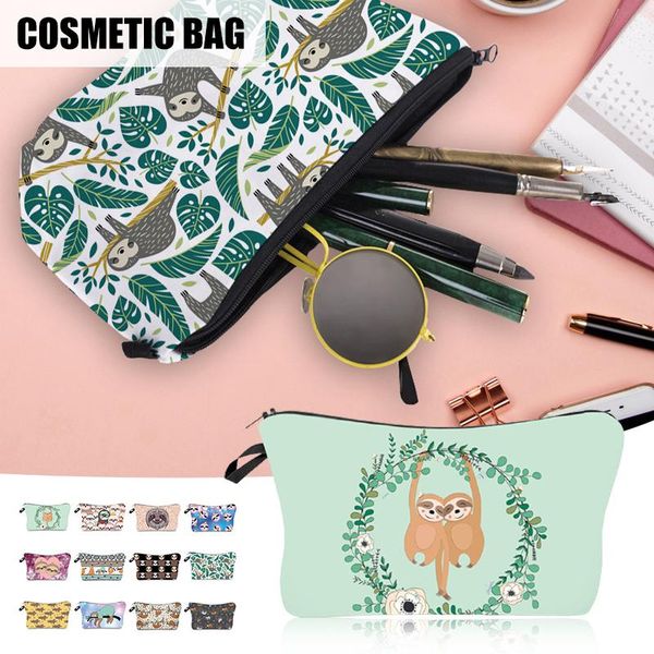

storage bags sloth print cosmetic bag makeup for women multifunctional waterproof cute roomy travel toiletry accessories g10
