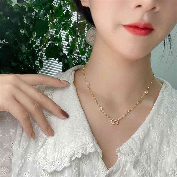

special offer 75% off outlet online family full letter necklace new pearl korean style versatile women's jewelry, Silver