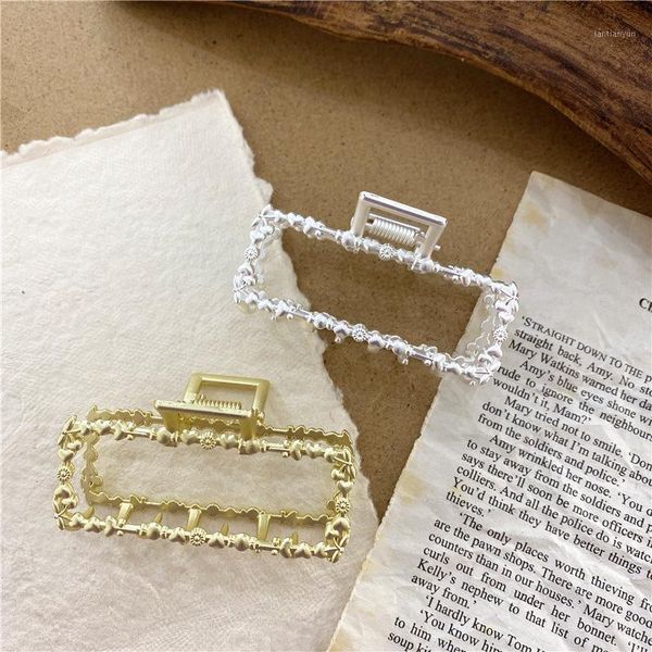 

girls geometric hollow hair claw clamps metal heart flower crab retro crystal clips accessories for women1