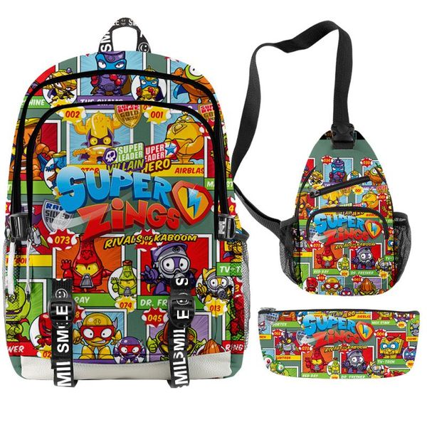 

backpack 2021 superzings backpacks set/3pcs children boys girls super zings 3d print cosplay oxford travel lapschoolbags