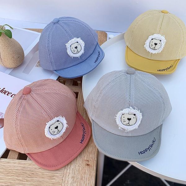 

cartoon lion baby boy cap summer spring infant baseball lattice adjustable hat toddler beach 3-15month caps & hats, Yellow