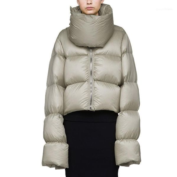 

women's down & parkas women windproof high collar warm loose white duck jacket 2021 fashion short winter coat female feather parka ls17, Black