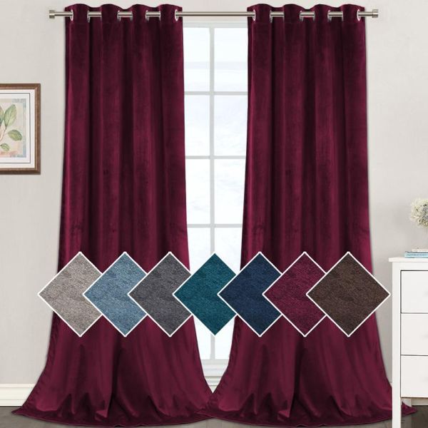 

curtain & drapes 2 pieces rod pocket high-quality velvet blackout curtains environmentally friendly heat-insulating drape for living room #4