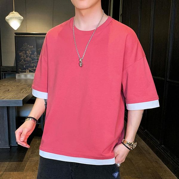 

men's t-shirts summer short-sleeved t-shirt korean fashion brand loose clothes men 2021 youth clothing, White;black