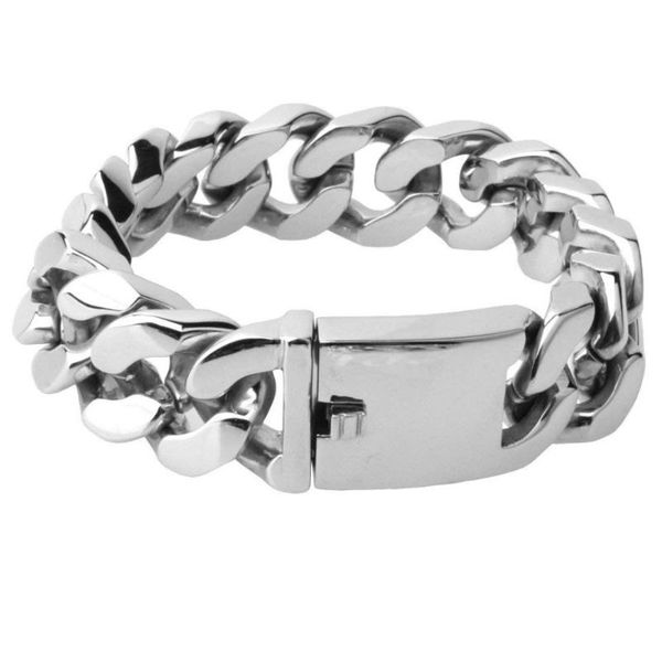 

link, chain stainless steel bracelet 9inch 20mm heavy men's curb cuban -, Black