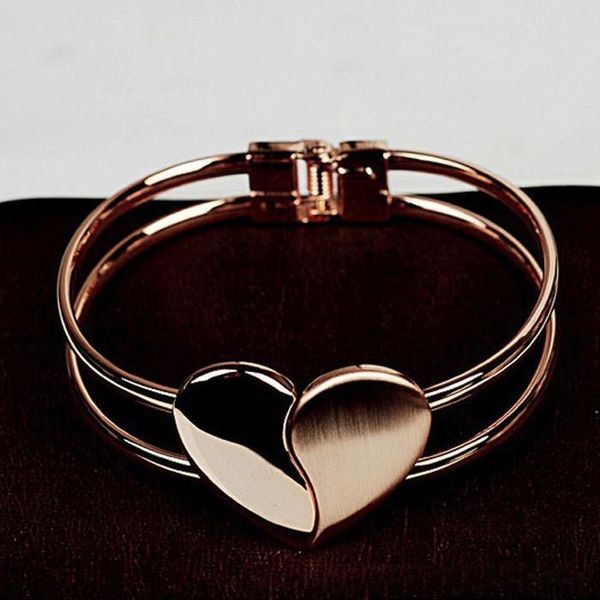 

flawless fashion lady elegant heart bangle wristband bracelet cuff bling gift jewelries fantasy bracelets fine 538, Black