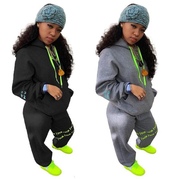 

women's tracksuits rstylish 2 piece set casual women print pockets sweatershirts hoodies pants suit tracksuit outfits winter pullo, Gray