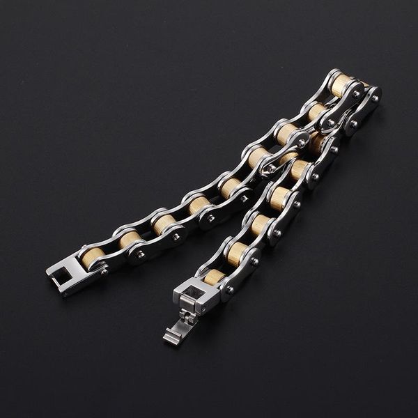 

link, chain creative personal bicycle bracelet men stainless steel gold, Black