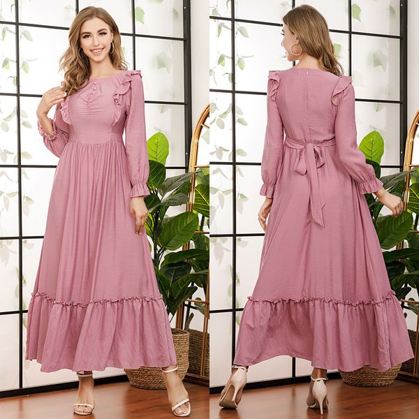 

2021women muslim fashion abaya dubai turkey islam clothing evening long dress princess gowns caftan marocain 2021 eid mubarak, Red