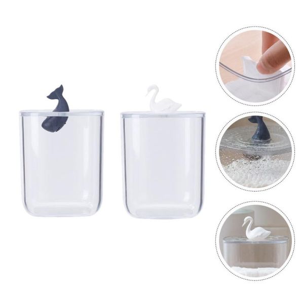 

2pcs home cotton swab storage case deskpad container boxes & bins