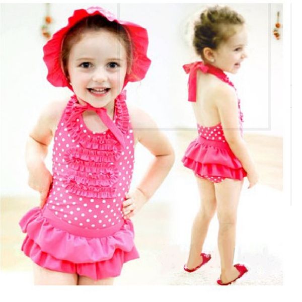 Baby Mädchen Badeanzug Anzug Kinder 3-teilige Badeanzüge Kappe Bikini Body Kleid Set Kinder Badeanzug Kleinkind Schwimmen 210413