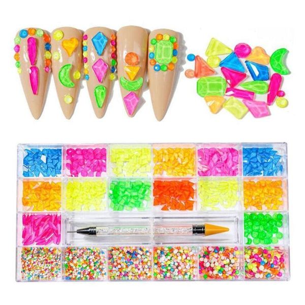 

nail art rhinestone crystals lattice jewelry box double polish 21 point grid glass drill pen set flat h6s7 decorations, Silver;gold