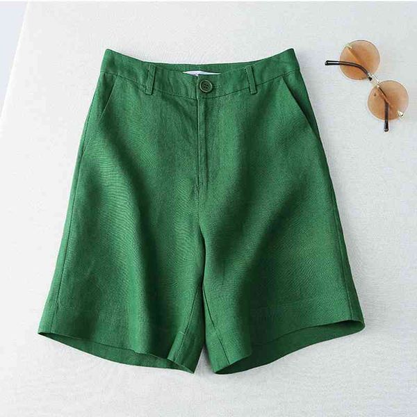 

summer style korean casual wide-leg pants women's cotton linen pants all-match straight five-point women's pants 210522, Black;white