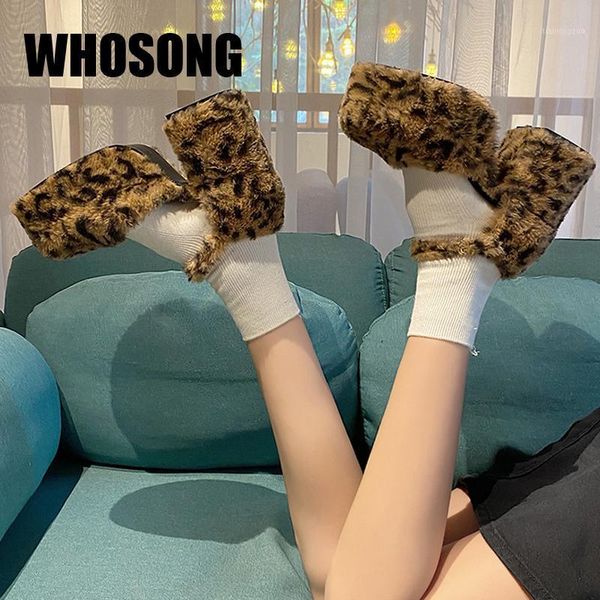 

dress shoes 2021 spring women girl leopard heels woman brand round toe ladies fur fashion female soft mary jane1, Black