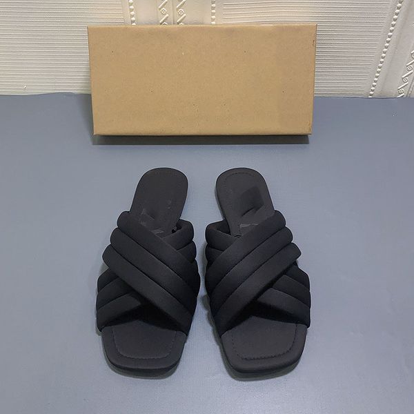 

slippers summer designer shoes black quilted cross flat rome female sandals 3tr9
