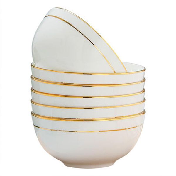 

phnom penh rice bowl set home chinese kitchen soup noodle simple bone china tableware health & safety salad bowls