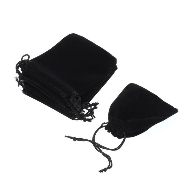 

gift wrap 10pcs 9*12cm drawstring wedding favor bags candy jewelry pouch (black)
