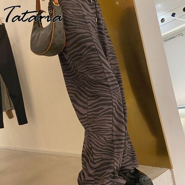 

women's zebra print drawstring sweatpants loose wide leg high waisted pants for women casual jogger trousers streetwear 210514, Black;white
