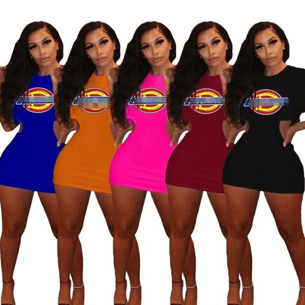 

2022 designers women cause dresses summer short sleeve printed waist cut out zipper mini skirt party nightclub clothing, Black;gray