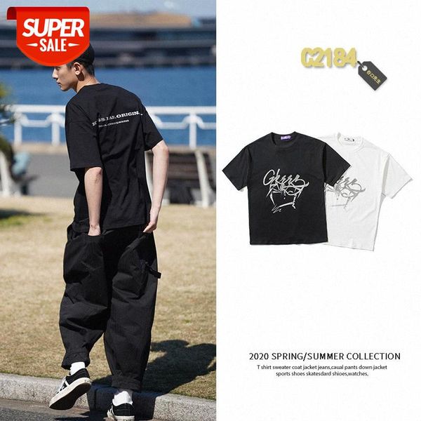 

summer men's short-sleeved youth campus simple creative pattern printing t-shirt #ti5j, White;black